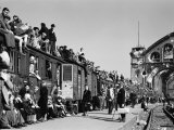 Civilans Packing onto Overcrowded Train in Postwar Berlin