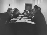 Buy Chief Rabbi Levin Leading Discussion of Talmudic Law W. Hebrew Students and Teachers at AllPosters.com
