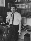 Song Writer Ross Bagdasarian Trying Out Sounds on Tape Recording Machine at Home
