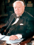 Buy British Politican Sir Winston Churchill, Formal Portrait at Desk at AllPosters.com
