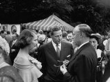 Martha Rountree Listening to Maurice Tobin at Garden Party