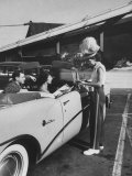 Carhop Taking an Order from Customers at a Hollywood Drive-In Restaurant