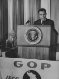 Buy Vice Pres. Richard M. Nixon Speaking at a Gop Rally as Pres. Dwight D. Eisenhower Looks On at AllPosters.com