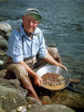Buy Howard Hartsell, 79, Pans Gold on Riverbank of the Yuba River. California at AllPosters.com