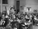 Students Eating in their Classroom at their All White Elementary School