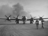 B-29 at Chinese Base, Revving Giant Propellers as it Prepares to Bomb Japan