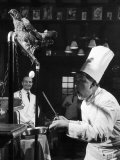 French Restaurant Owner Sam Letrone Entertaining Patrons with His Performing Chicken
