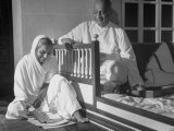 Vallabhbhai Patel, Right Wing Ldr. of India's Congress Party, with His Daughter Maniben at Home
