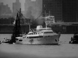 Tug Boat Maneuvering Onassis Yacht 'Christina' in Hudson River