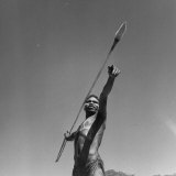 Aborigine Preparing to Throw Spear