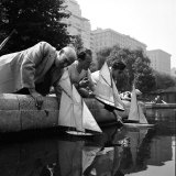 Artist Lyonel Feininger and Lux Feininger Sailing Boats. June 1951 Central Park, New York