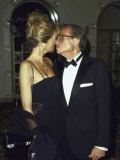 Television Personality Larry King Kissing Wife Shawn at Amfar Benefit