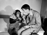 Entertainer Jerry Lewis with a Chimpanzee
