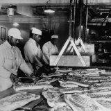 Buy Butchers Trimming Pork Bellies for Bacon at Swift Meat Packing Packington Plant at AllPosters.com