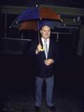 Actor Christopher Hewitt, Holding Umbrella