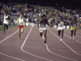 US Athlete Lee Evans Going Through Finish Line During Race at Summer Olympics