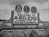 Highway Sign Welcoming Tourists to the Home Town of General Dwight D. Eisenhower