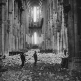 Interior View of a Damaged Cologne Cathedral