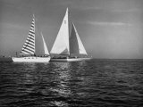 Buy Overtaking a Conventional Sailboat, the Catamaran Is Displaying its Speed at AllPosters.com