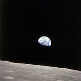Apollo 8 View of Earth Rise over the Moon