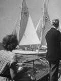 Men Lining their Sailboats Up at the Start Line at the Seawanhaka Yacht Club