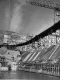 Buy The Grand Coulee Dam under Construction with a Sign in the Bkgrd. That Says: "Safety Pays" at AllPosters.com