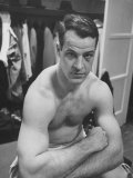 Detroit Red Wings Player Gordie Howe Sitting in the Dressing Room