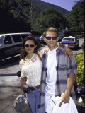 Actor Christian Slater and Friend Nina Peterson