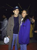 Actor Christian Slater and Friend Nina Peterson