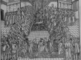 Picture of Meeting of the Diet; King Seated on Throne in Center Surrounded by Members of Diet