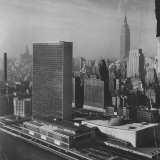 Sky Shot of the Un Headquaters and the Empire State Building