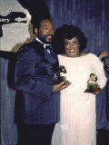 Singers Marvin Gaye and Jennifer Holiday Holding their Award in Press Room at Grammy Awards Premium Photographic Print