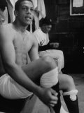 Baseball Player Orlando Cepeda Dressing in the Locker Room