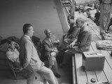Alberto Ascari with Group of Racers in Dugout, at Lemans Road Race