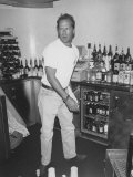 Actor Bruce Willis Working as a Bartender at His Restaurant Planet Hollywood