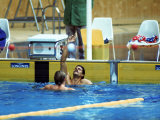 US Swimmer Mark Spitz Raising His Arm in Triumph after a Victory at the 1972 Olympic Games