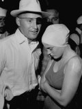 US Marathon Swimmer Marty Sinn, with Her Mgr. Buck Dawson, after She Won the Suez Canal Race