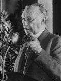 Chancellor Konrad Adenauer Speaking, Delivering Campaign Speech in His Home Constituency