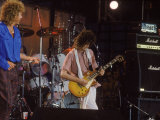 Subject: Jimmy Page and Robert Plant Formerly of Led Zeppelin Performing at Live Aid Premium Photographic Print