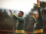 Buy Soccer Star Pele and Teammates Loosen Up before a Practice Prior to World Cup Competition at AllPosters.com