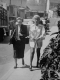 Buy Actress Shelley Winters Walking around Studio Back Lot with Woman During Filming of "East of Java" at AllPosters.com