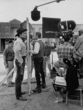 Actor Clint Walker Standing with His Stand-In Clyde Howdy on the Set of 
