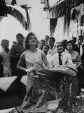 Buy Mrs John F. Kennedy During Her Tour of India at Textile Showroom at AllPosters.com