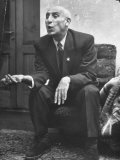 Iranian Premier Mohammed Mossadegh Gesturing During Interview