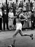 Emil Zatopek Running in Marathon at 1952 Olympics