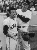 Angels Player Albie Peason Wearing Wings and Halo, Helped by Bill Rigney