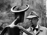 Buy French Actor Jacques Tati Looking at a Sculpture at AllPosters.com