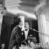 Dean Martin and Jerry Lewis Clowning around on Set During the Shooting of the Film 