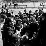 Activist Folk Musician Woody Guthrie Playing for a Crowd of Young New Yorkers in a Park