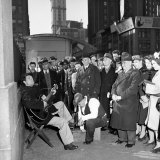 Activist Folk Musician Woody Guthrie Playing for a Crowd of New Yorkers